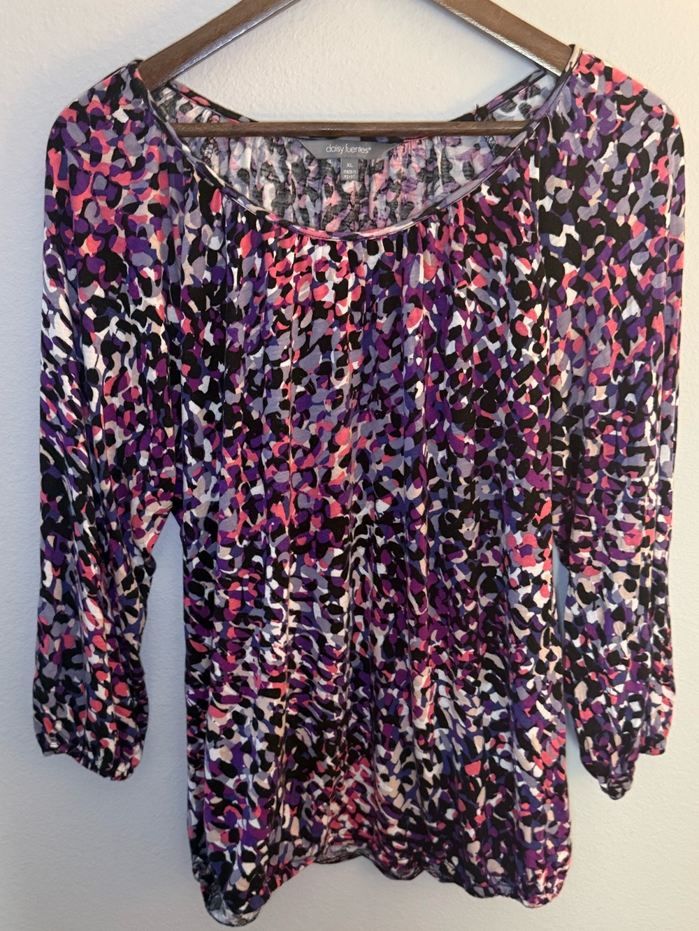 Daisy Fuentes Purple Multi Scoop-Neck Blouse